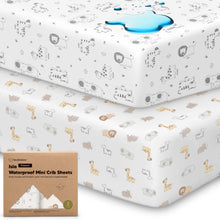 Load image into Gallery viewer, 2-Pack Isla [Protect+] Waterproof Mini Crib Sheets (KeaSafari)
