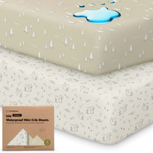 Load image into Gallery viewer, 2-Pack Isla [Protect+] Waterproof Mini Crib Sheets (Pine Grove)
