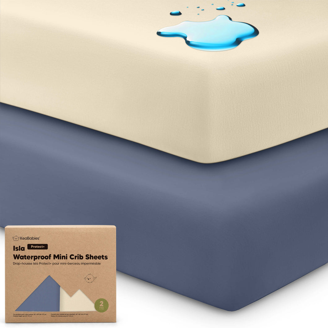 2-Pack Isla [Protect+] Waterproof Mini Crib Sheets (Maritime)