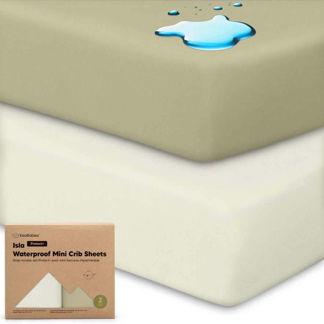 2-Pack Isla [Protect+] Waterproof Mini Crib Sheets (Oregano)