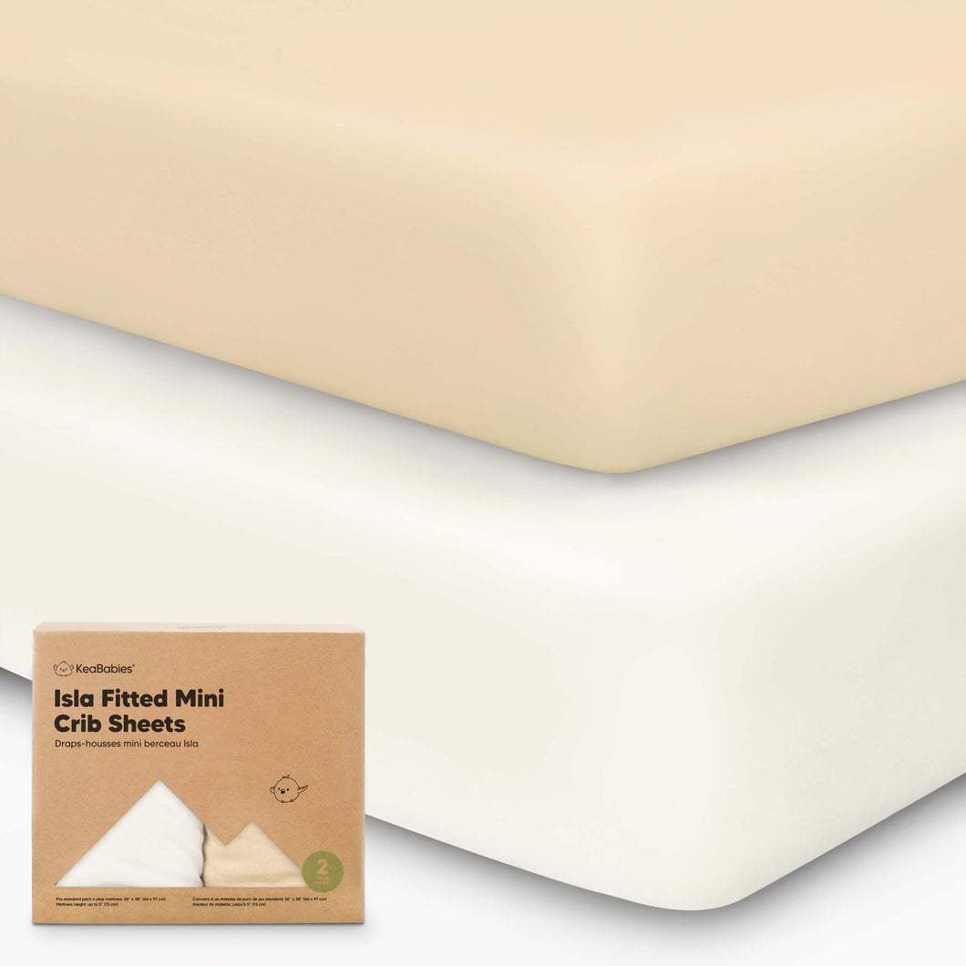 Isla Fitted Mini Crib Sheets (Khaki)
