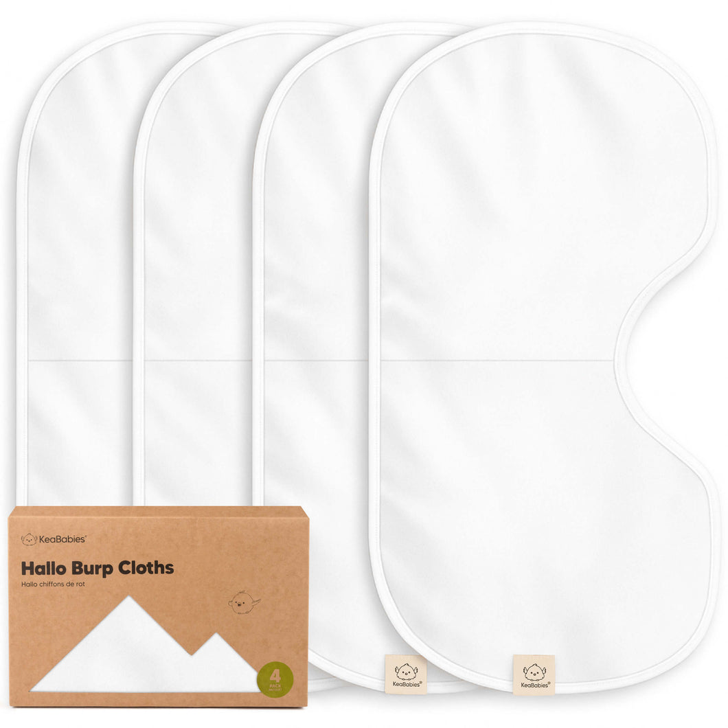 4-Pack Hallo Burp Cloths (Soft White)