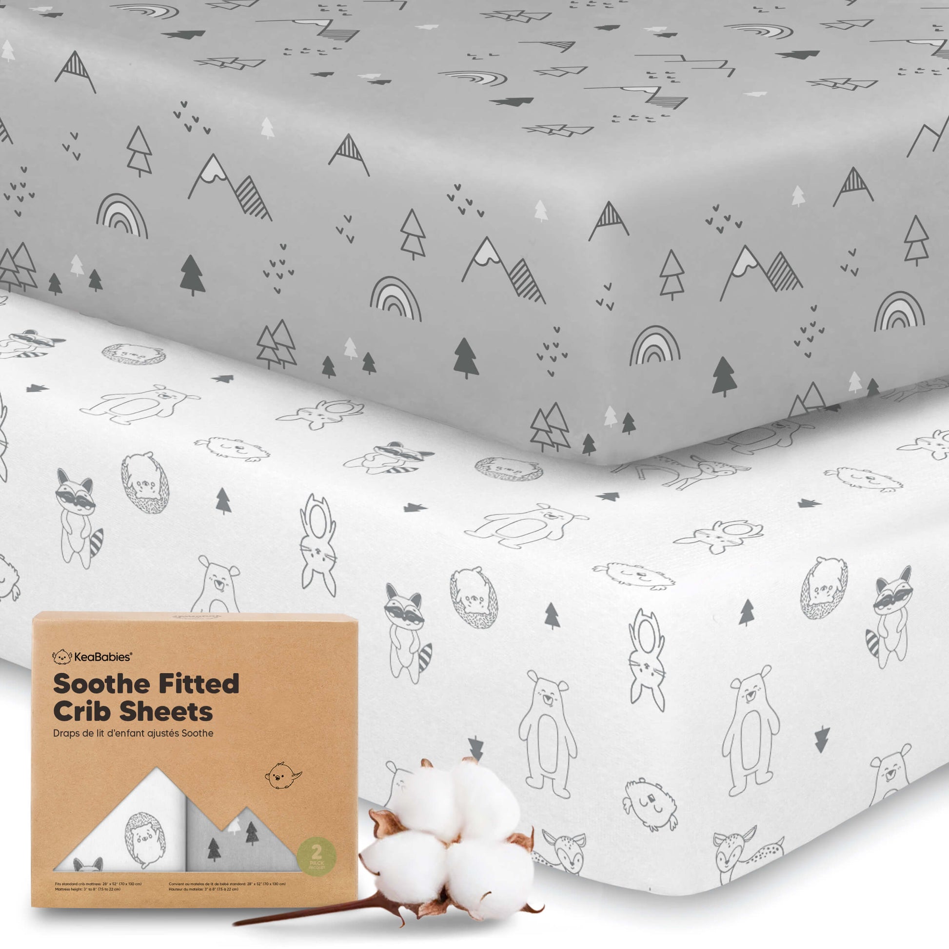 Soothe Fitted Crib Sheets - Printed, Material: Cotton 31353947455674