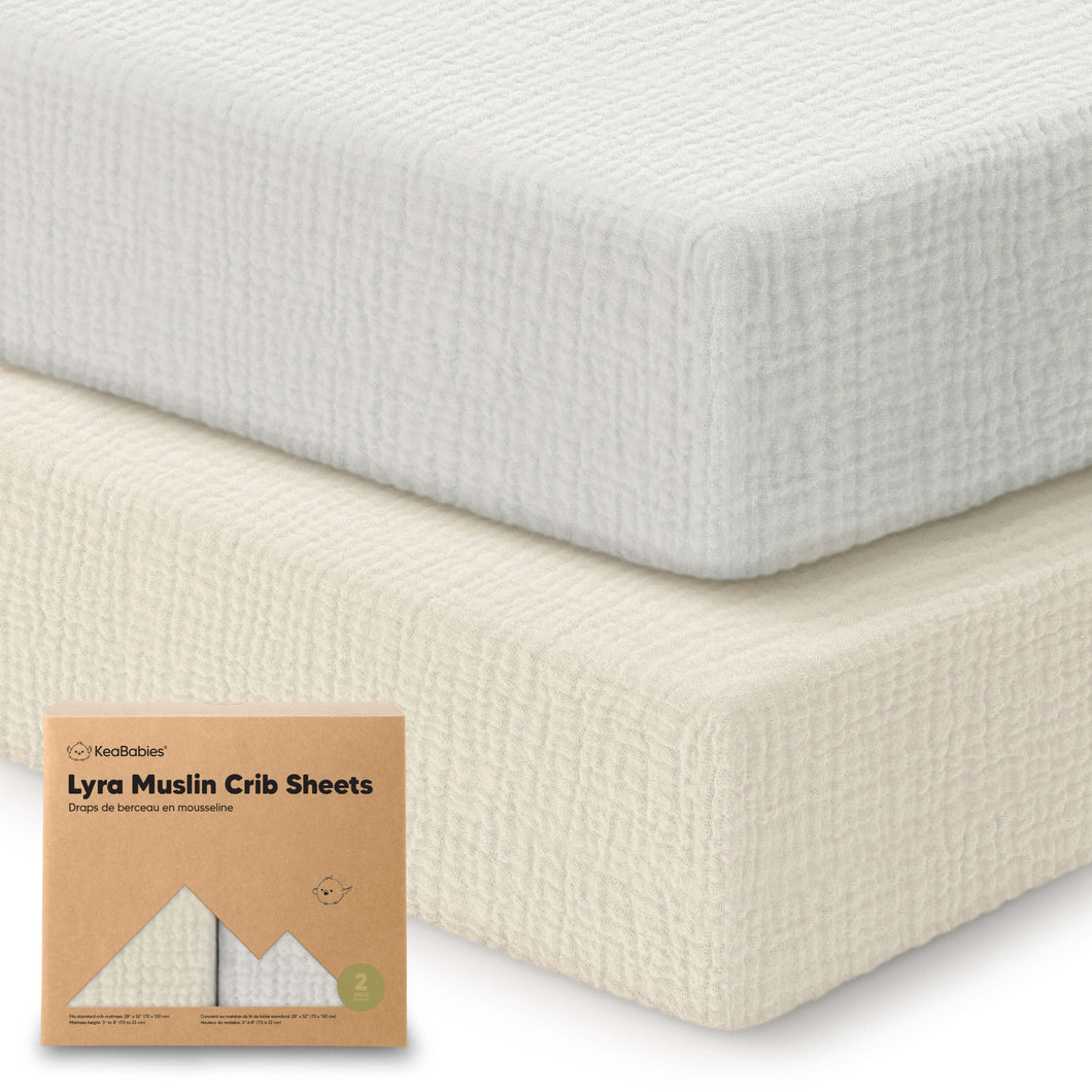 2-Pack Lyra Muslin Crib Sheets (Greige)