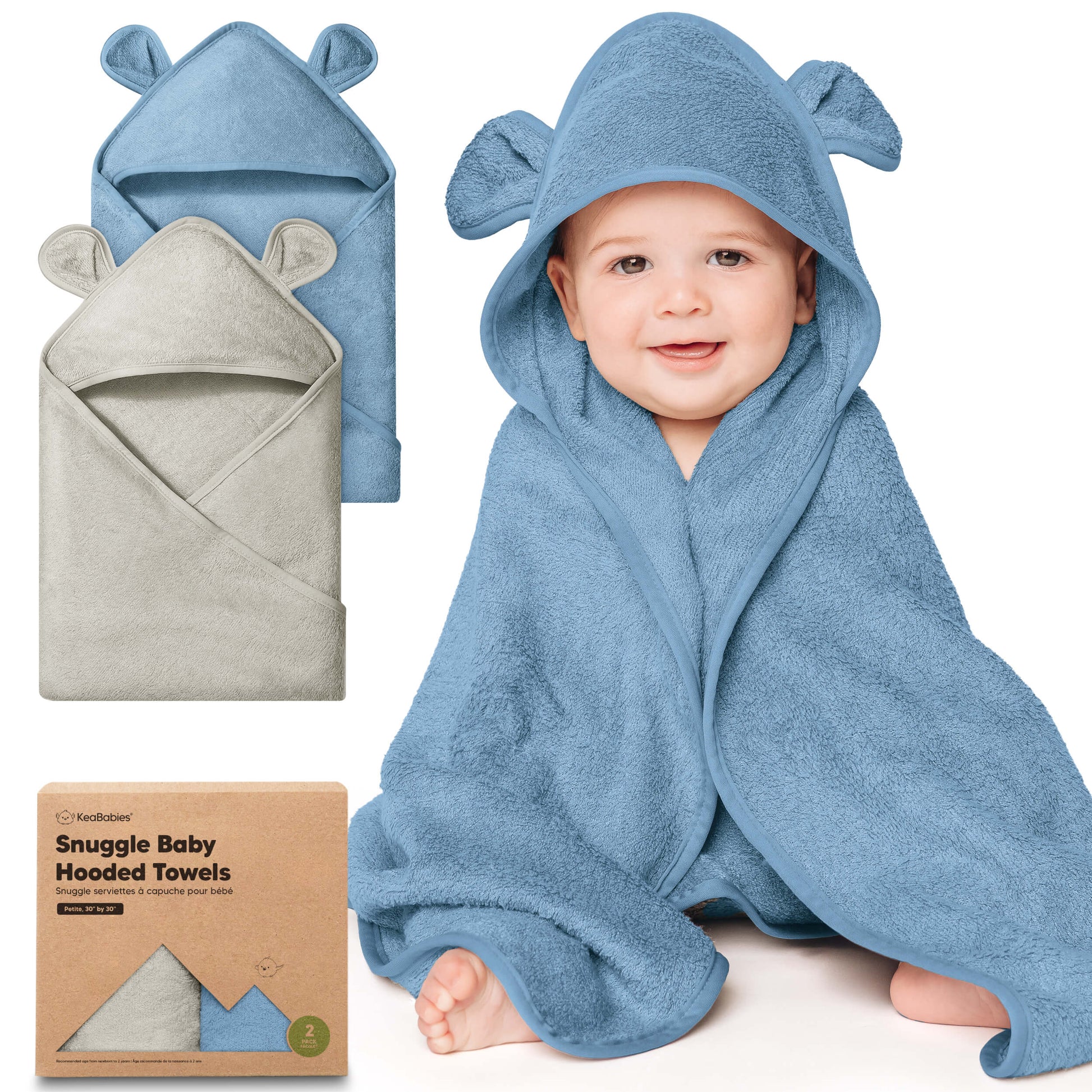 2-Pack Snuggle Hooded Towels, Rose Ivory / Petite by KeaBabies