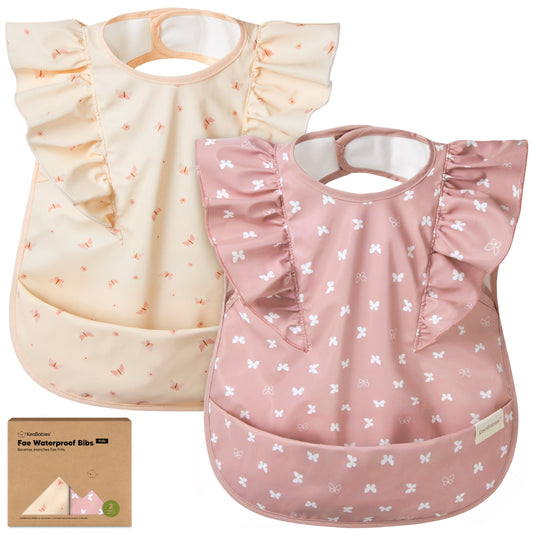 Fae waterproof bibs available in a 2-pack.
