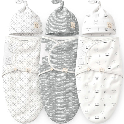 3-Pack Soothe Swaddle Wraps with Knot Hats
