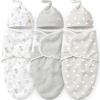 3-Pack Soothe Swaddle Wraps with Knot Hats 32482037203130
