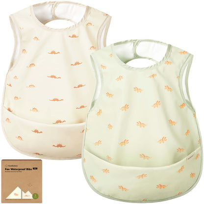 Two baby bibs with a pattern of small animals on a white background available in a 2-pack.
 31206420611258