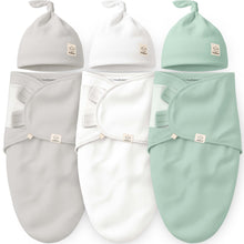 Load image into Gallery viewer, 3-Pack Soothe Swaddle Wraps with Knot Hats
