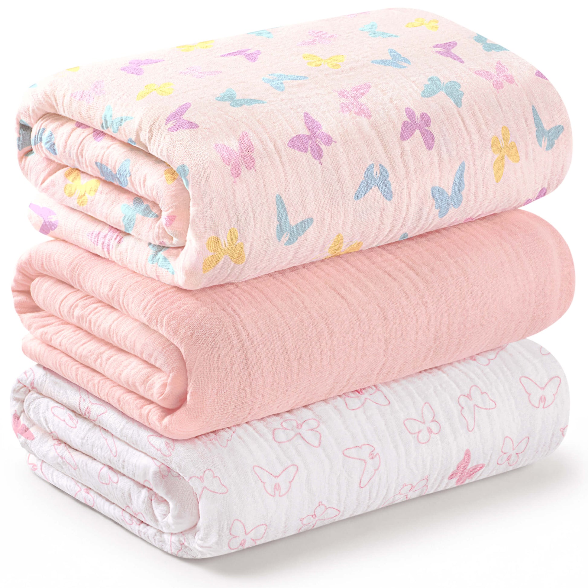 3-Pack Lyra Muslin Swaddle Blankets, Flutter / Regular by KeaBabies