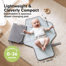 Load image into Gallery viewer, Lightweight &amp; Cleverly Compact - Expandable &amp; spacious diaper changing pad. Size at 26" x 21" (Suitable for 0-36 months)
