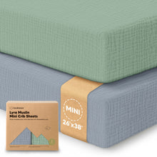 Load image into Gallery viewer, 2-Pack Lyra Muslin Mini Crib Sheets
