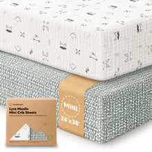Load image into Gallery viewer, 2-Pack Lyra Muslin Mini Crib Sheets

