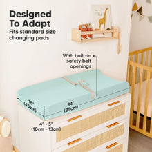 Load image into Gallery viewer, Designed To Adapt
Fits standard size changing pad 
With built-in safety belt openings 
18"(45cm) x 34"(85cm) x 4"-5" (10cm-13cm) 
