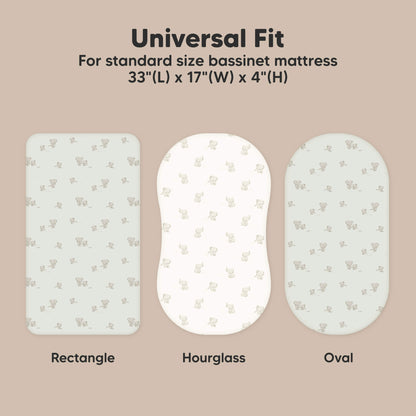 Universal Fit - For standard size bassinet mattress 33inches (L) x 17inches (W) × 4inches (H) (Rectangle, Hourglass and Oval) 31861320253626