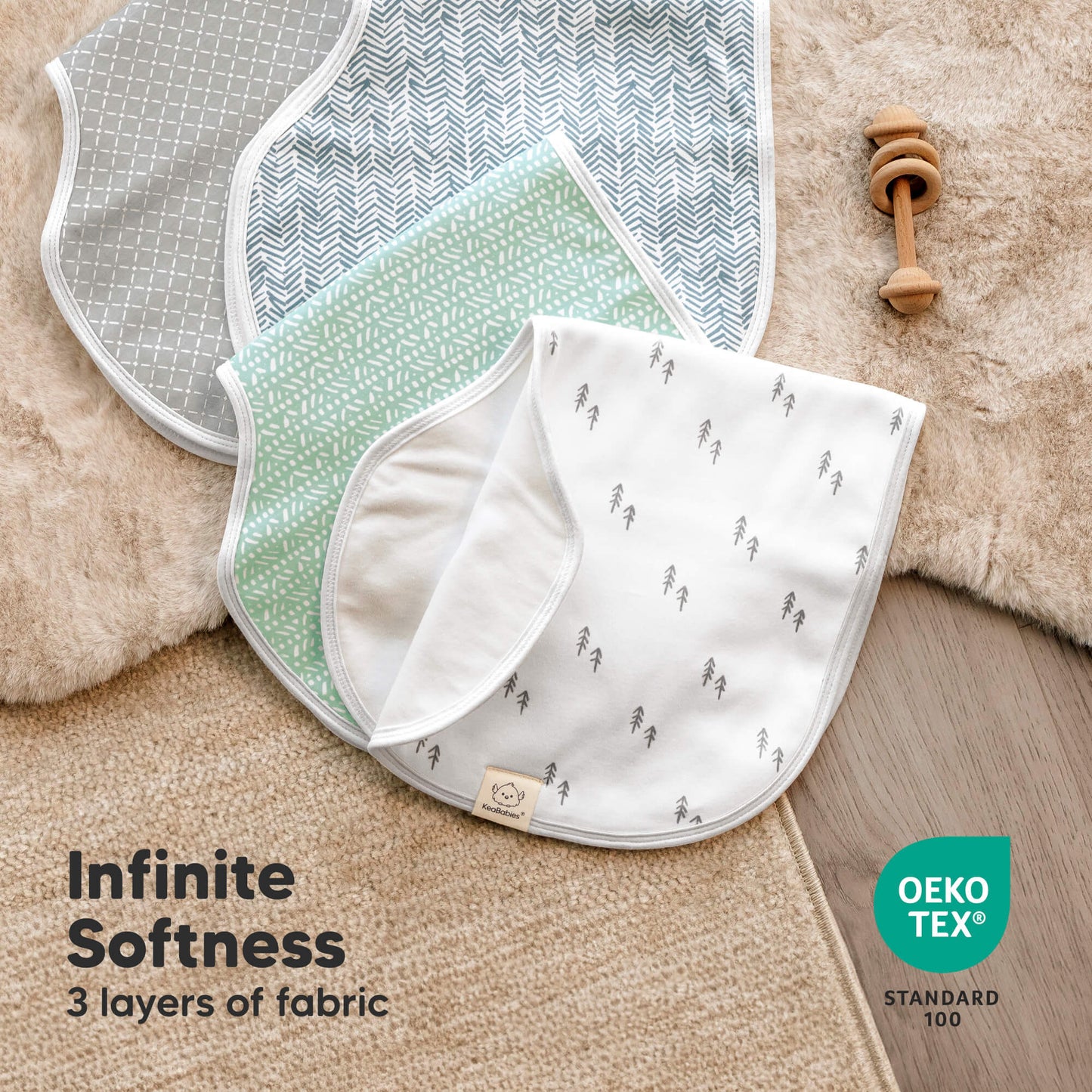 Infinite Softness
3 layers of fabric 
OEX TEX STANDARD 100 31746375483578