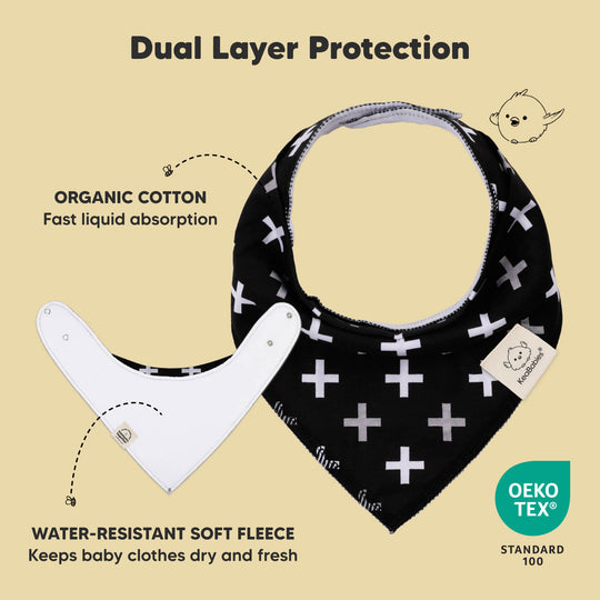 10-Pack Bandana Bibs Set featuring modern patterns designed for everyday baby wear.