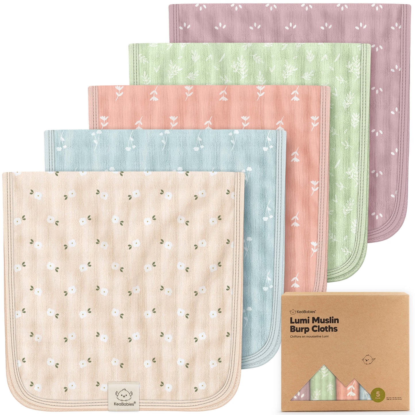 5-Pack Lumi Muslin Burp Cloths 31853777944762