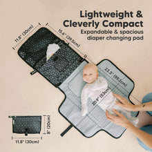 Load image into Gallery viewer, Lightweight &amp; Cleverly Compact -
Expandable &amp; spacious diaper changing pad. Open dimension: 39" by 21"
Folded size: 11.8" by 8" 

