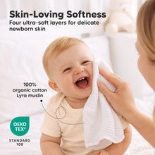 Load image into Gallery viewer, Skin-Loving Softness - Four ultra-soft layers for delicate newborn skin (100% organic cotton Lyra muslin) OEKO TEX STANDARD 100
