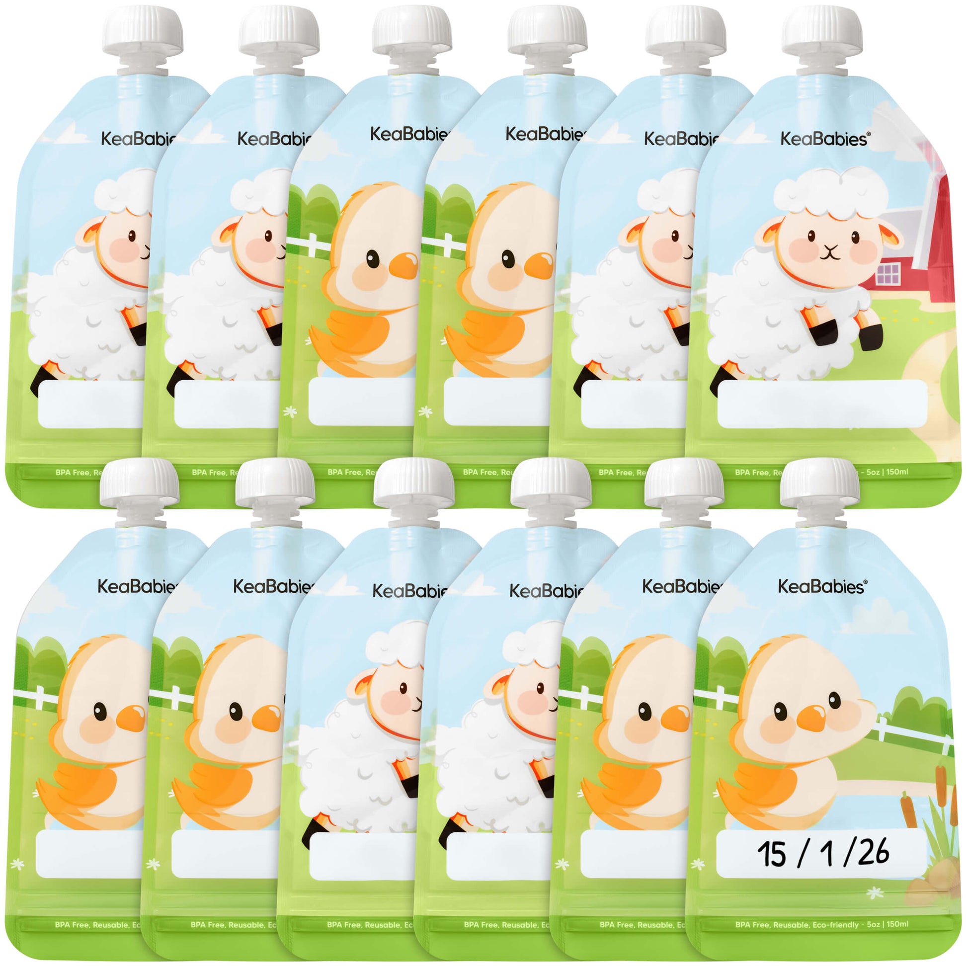 12-Pack Prep Reusable Food Pouches 31877438472378