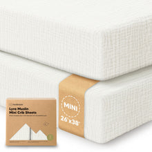 Load image into Gallery viewer, 2-Pack Lyra Muslin Mini Crib Sheets
