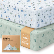 Load image into Gallery viewer, 2-Pack Lyra Muslin Mini Crib Sheets
