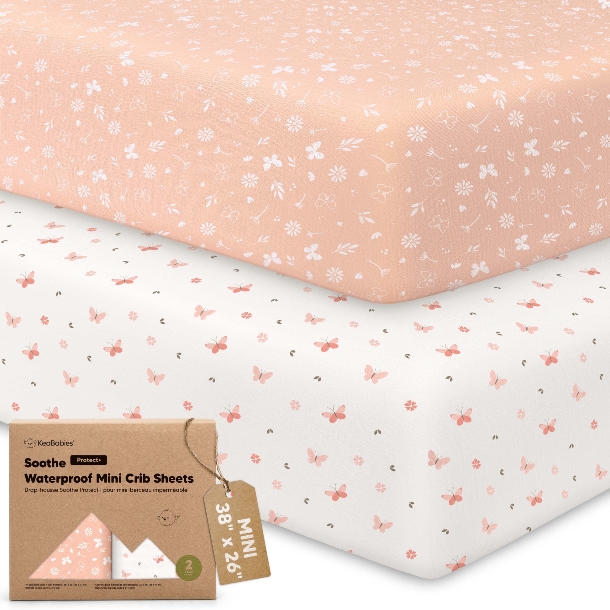 2-Pack Soothe [Protect+] Waterproof Mini Crib Sheets 32245813379258