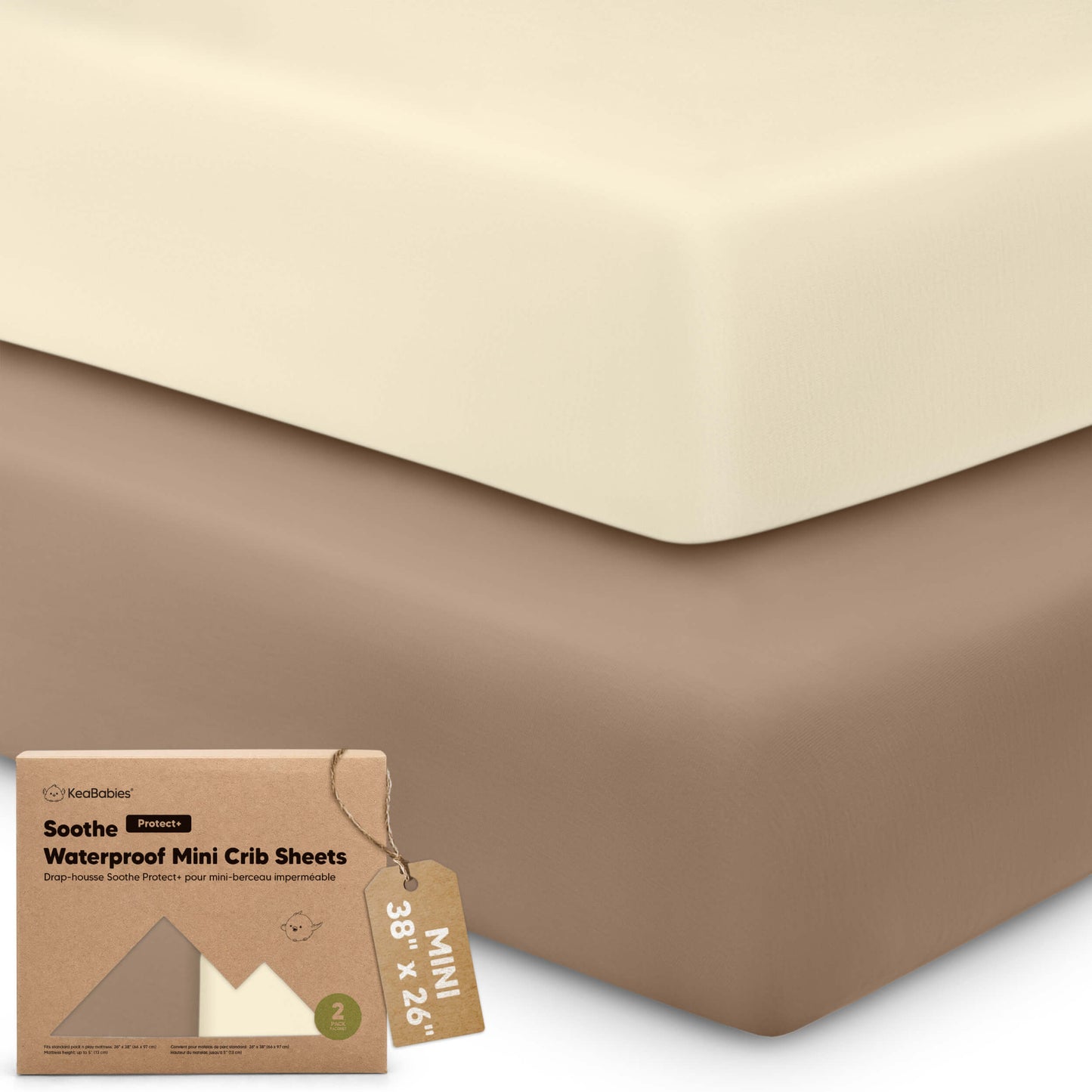 2-Pack Soothe [Protect+] Waterproof Mini Crib Sheets 32245809217722