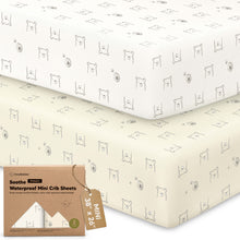Load image into Gallery viewer, 2-Pack Soothe [Protect+] Waterproof Mini Crib Sheets
