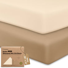 Load image into Gallery viewer, 2-Pack Soothe [Protect+] Waterproof Mini Crib Sheets
