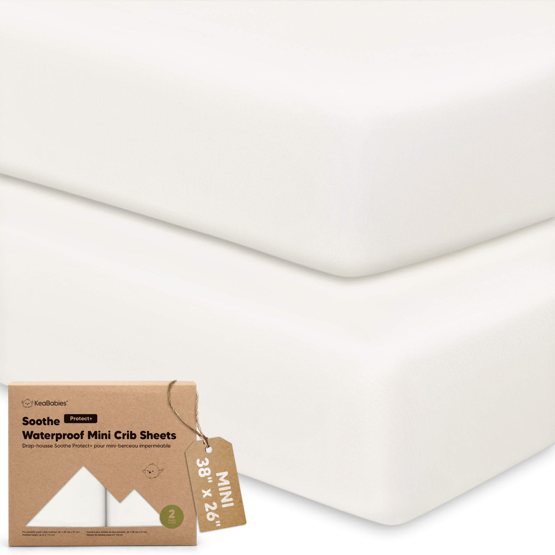 2-Pack Soothe [Protect+] Waterproof Mini Crib Sheets 32245815607482