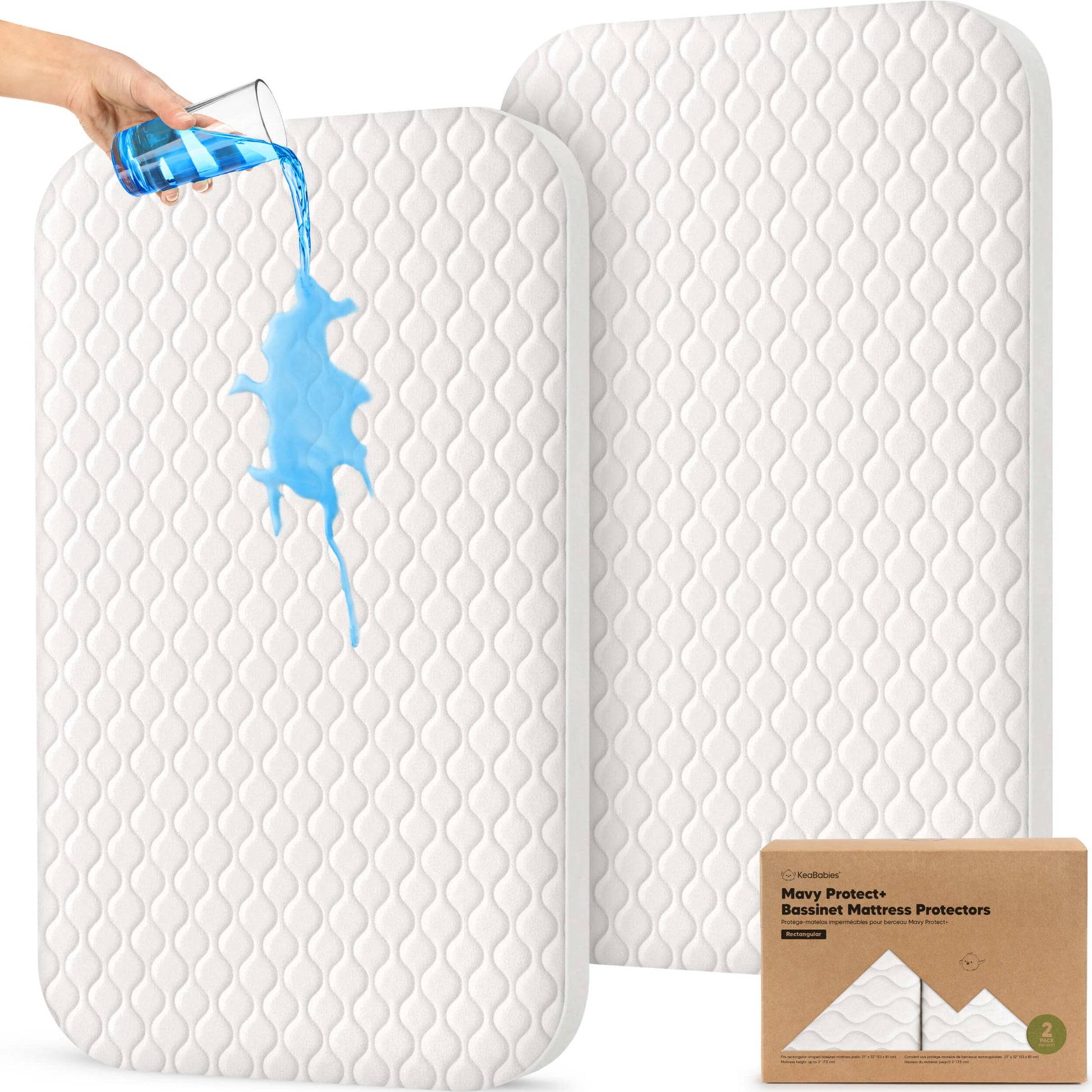KeaBabies Protect+ Waterproof Bassinet Mattress Protector, Mavy Bassinet Waterproof Cover For Halo BassiNest Swivel Sleeper, 30x18