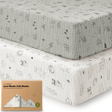 Load image into Gallery viewer, 2-Pack Lyra Muslin Crib Sheets
