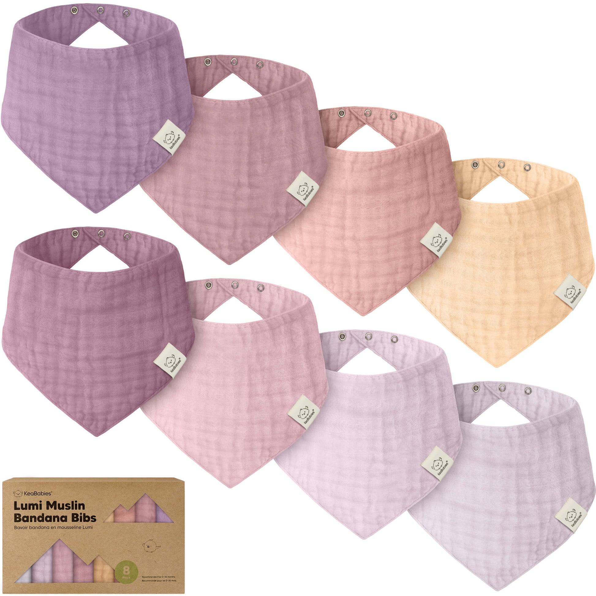 8-Pack Lumi Muslin Bandana Bibs 32356903125178