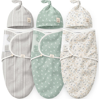 3-Pack Soothe Swaddle Wraps with Knot Hats 32482054897850
