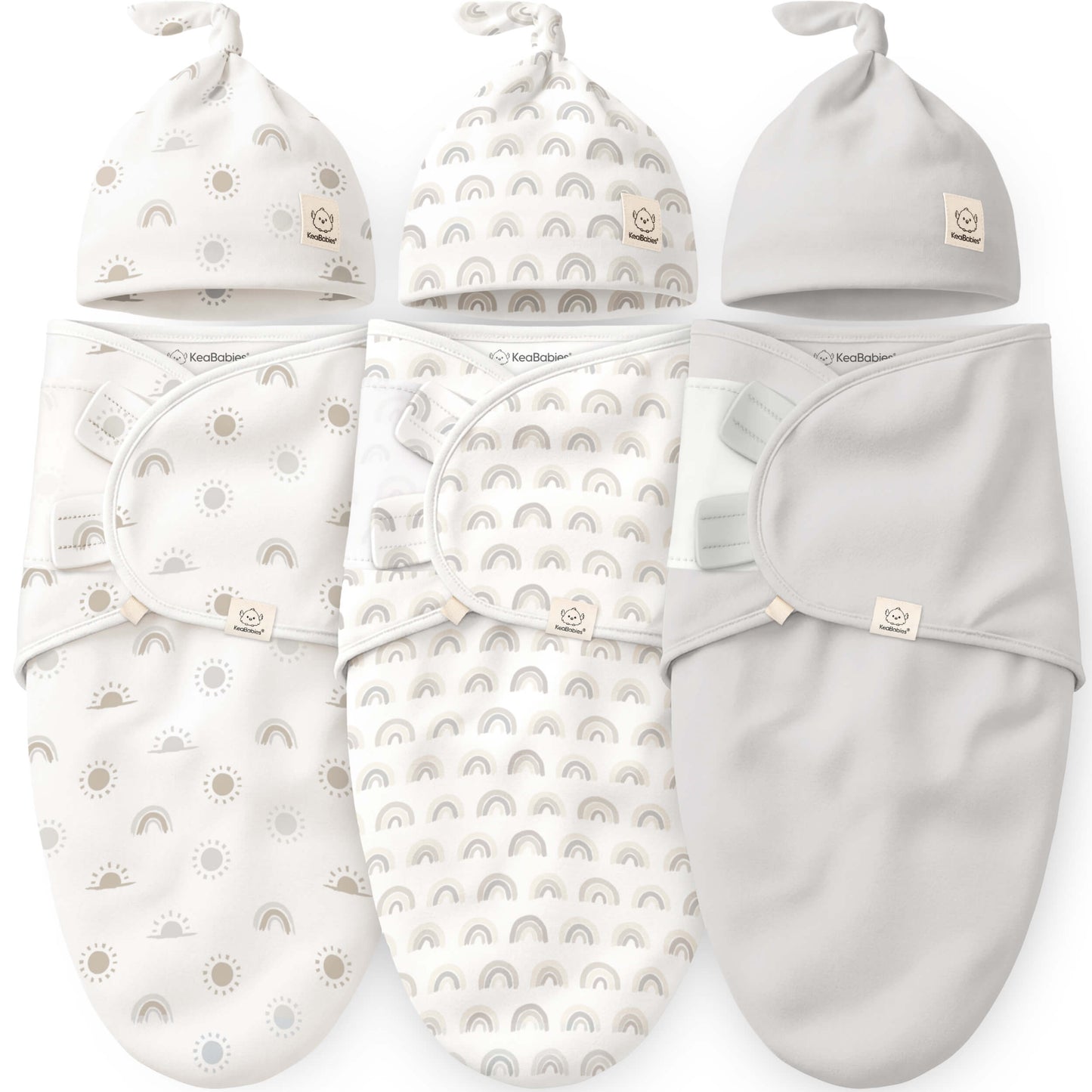 3-Pack Soothe Swaddle Wraps with Knot Hats 32482057683130