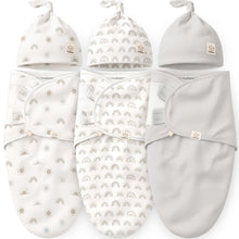 Load image into Gallery viewer, 3-Pack Soothe Swaddle Wraps with Knot Hats

