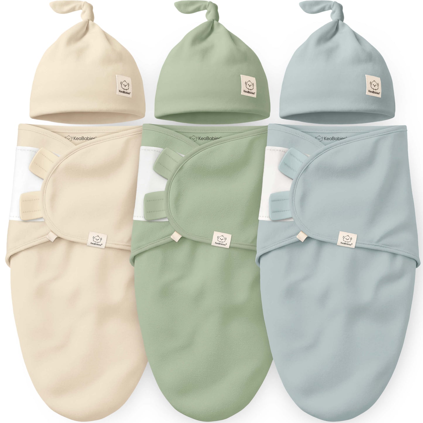 3-Pack Soothe Swaddle Wraps with Knot Hats 32482062631098