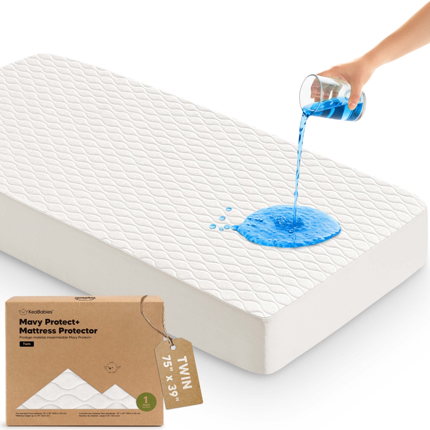 1-Pack Mavy Protect+ Waterproof Twin Mattress Protectors 32546353774778