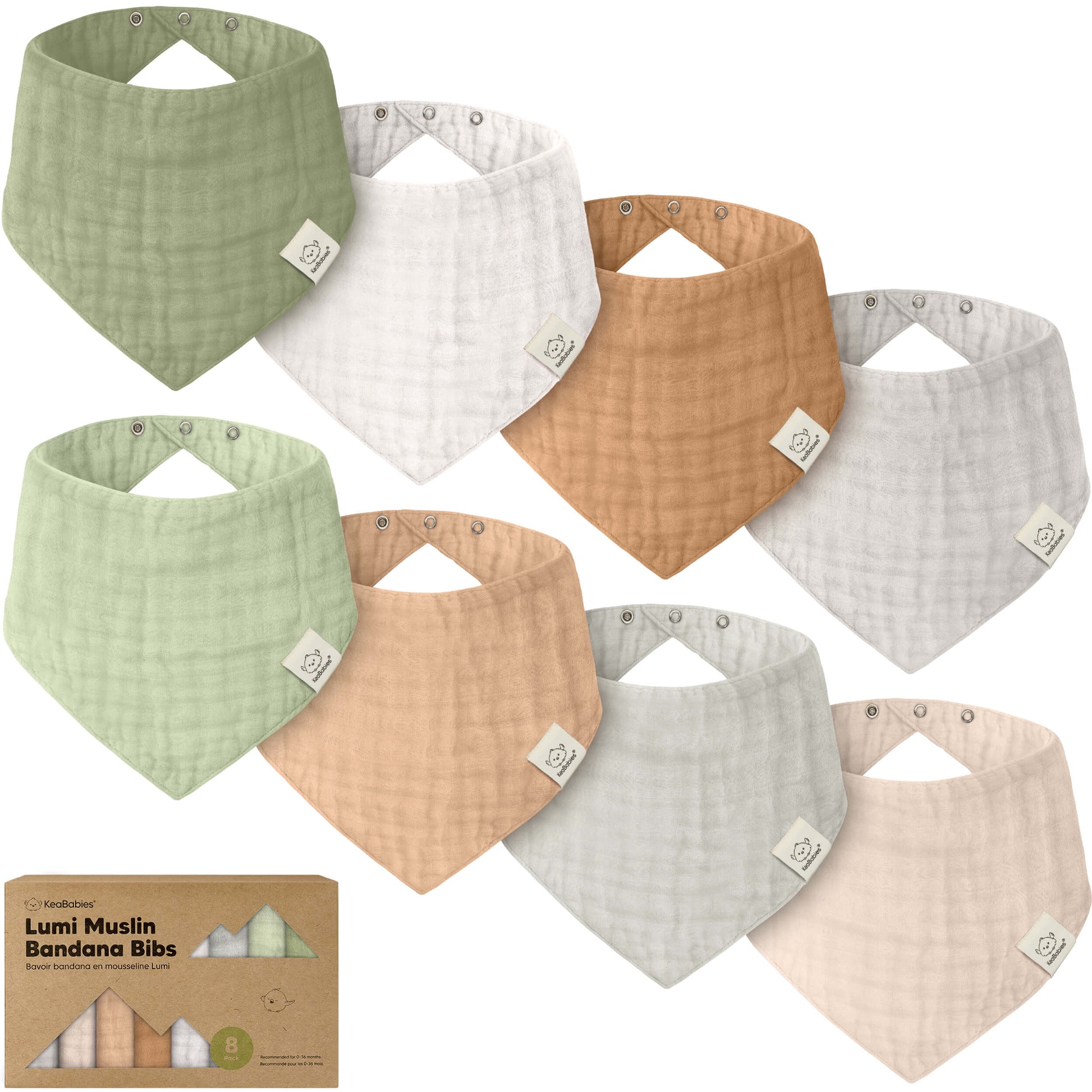 8-Pack Lumi Muslin Bandana Bibs 32659331743930
