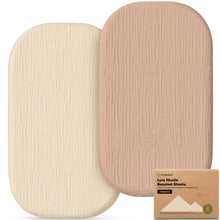 Load image into Gallery viewer, 2-Pack Lyra Muslin Bassinet Sheets
