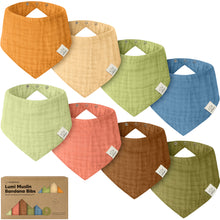 Load image into Gallery viewer, 8-Pack Lumi Muslin Bandana Bibs
