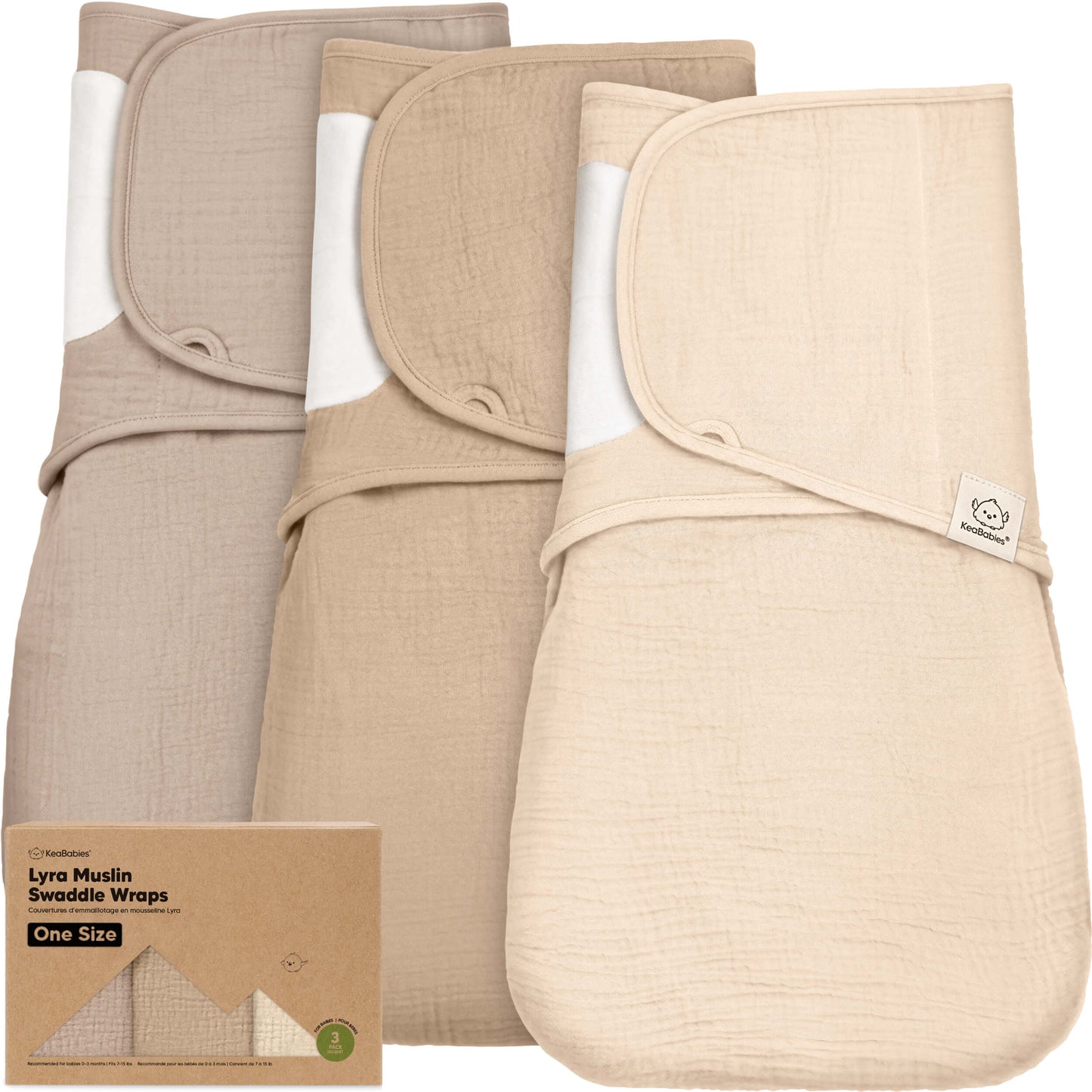 3-Pack Lyra Muslin Swaddle Wraps 32538351009978