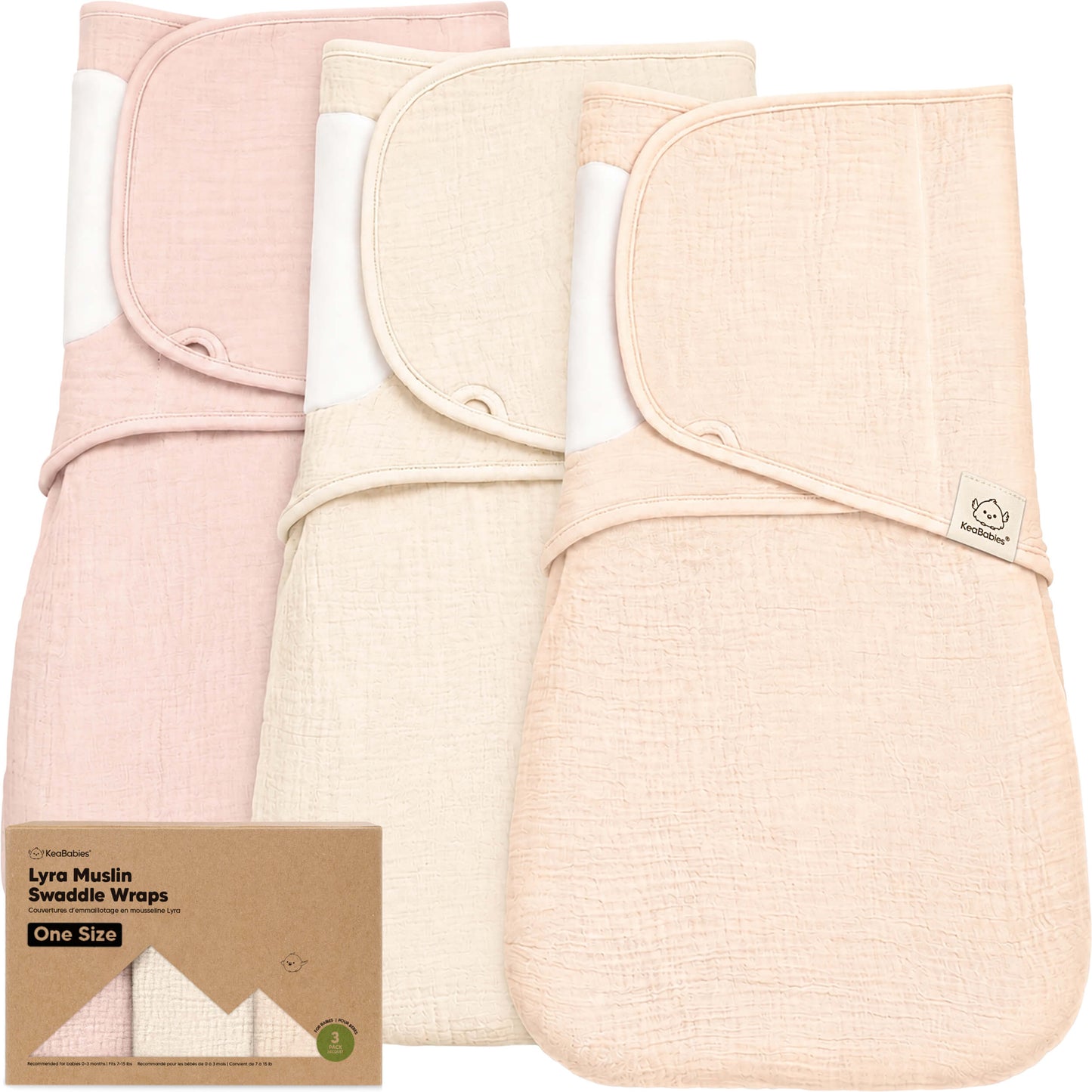 3-Pack Lyra Muslin Swaddle Wraps 32635658633402