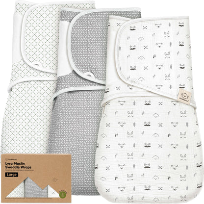 3-Pack Lyra Muslin Swaddle Wraps 32635926511802