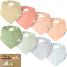 Load image into Gallery viewer, 8-Pack Lumi Muslin Bandana Bibs
