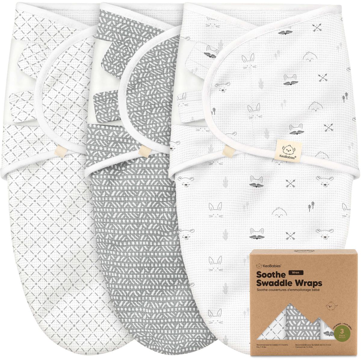 3-Pack Soothe (Wren) Swaddle Wraps 46343323680954