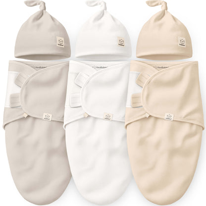 3-Pack Soothe Swaddle Wraps with Knot Hats 46632836464826